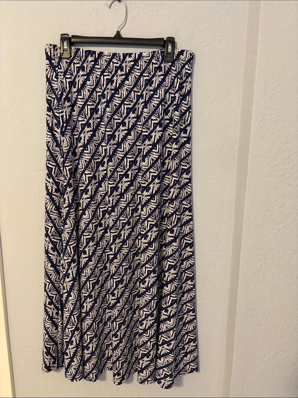 Chico's Navy and White Printed Maxi Skirt